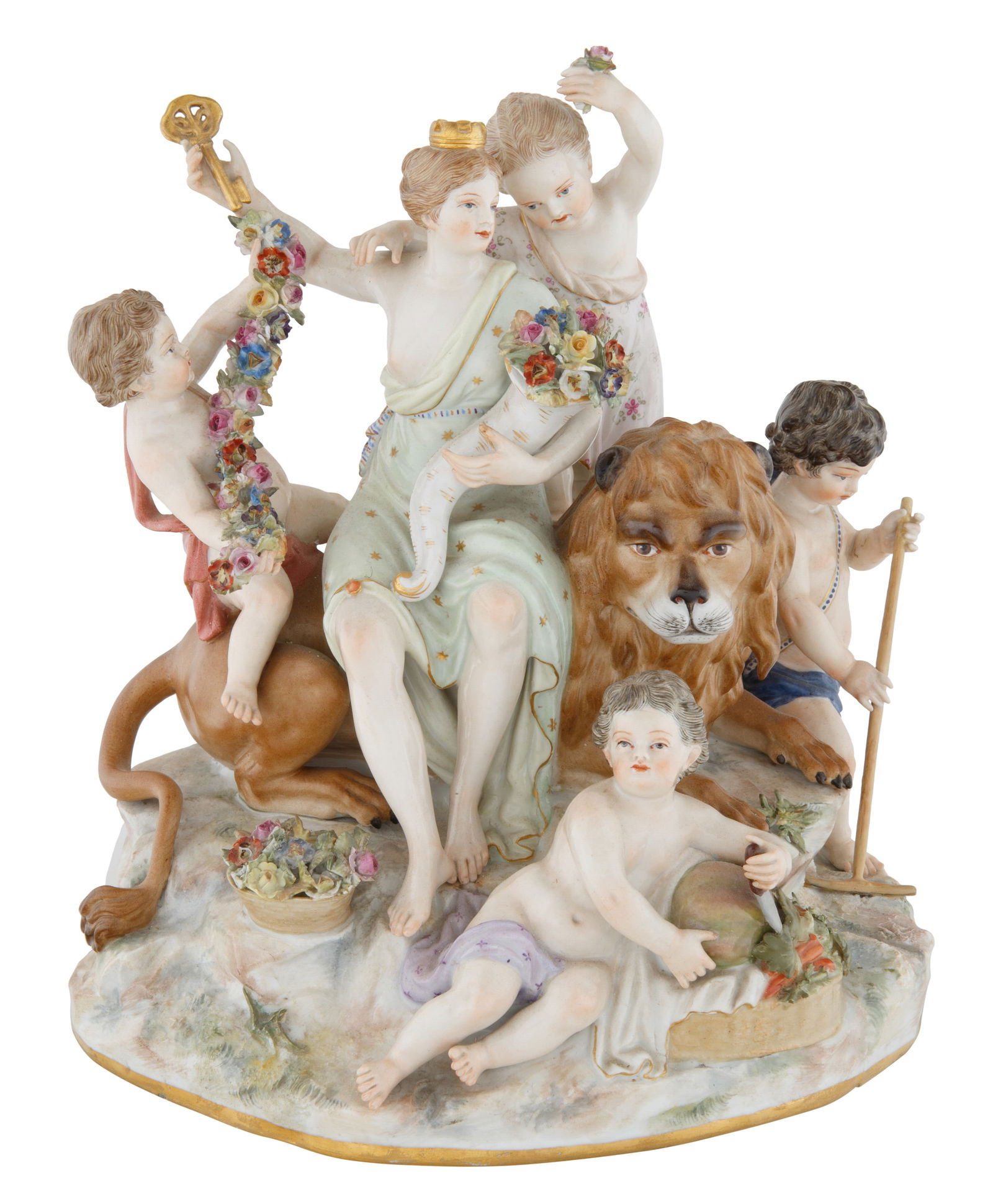 A MEISSEN PORCELAIN FIGURAL GROUP OF CYBELE, LATE 19TH CENTURY (1 of 3)