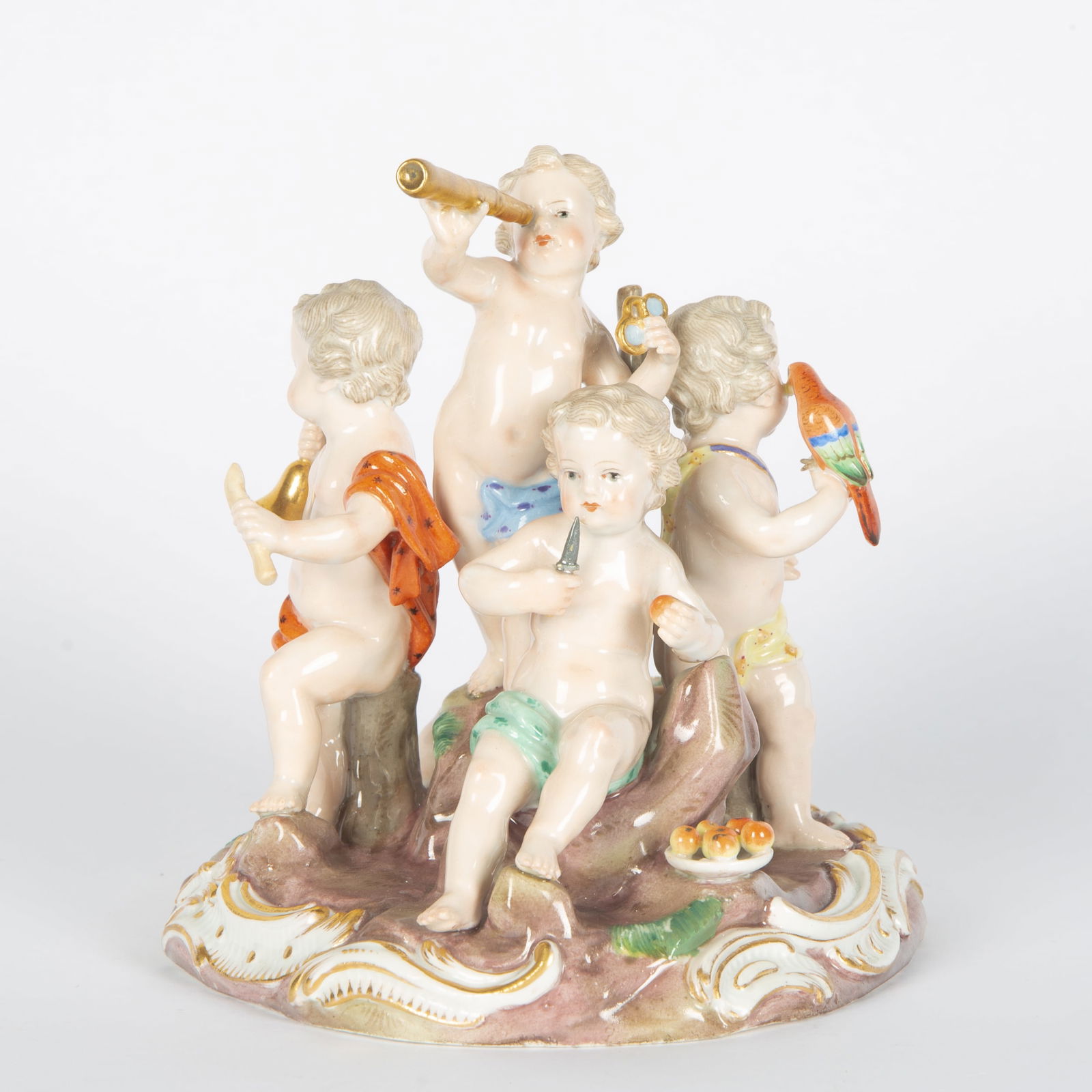 A MEISSEN PORCELAIN FIGURAL GROUP 'THE FIVE SENSES', 19TH CENTURY (1 of 4)