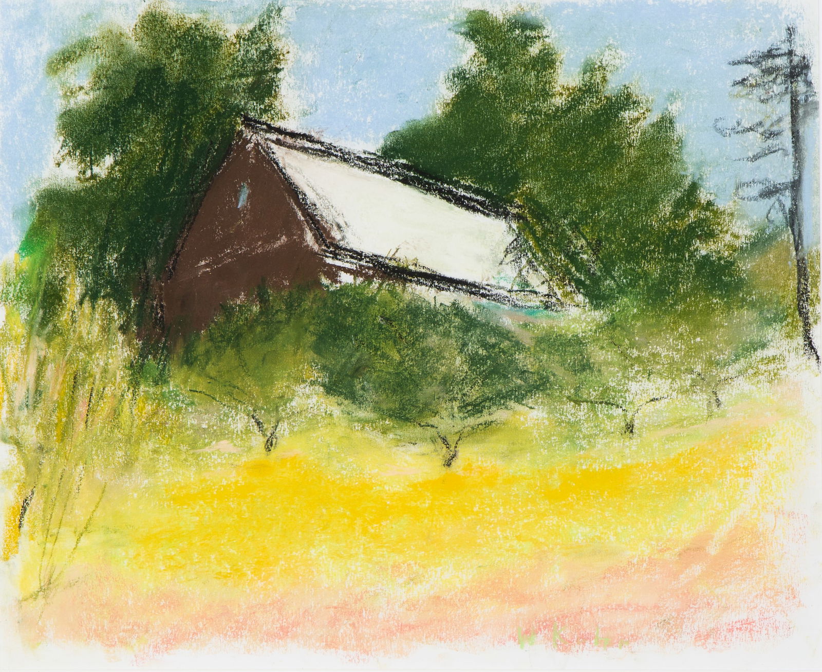 WOLF KAHN (GERMAN-AMERICAN 1927-2020): WOLF KAHN (GERMAN-AMERICAN 1927-2020) Barn, Brattleboro, Vermont, 2004 pastel on paper 14 x 17 in. (35.6 x 43.2 cm) framed dimensions: 47.7 x 55.5 cm (18 3/4 x 21 7/8 in.) signed lower right CONDITION