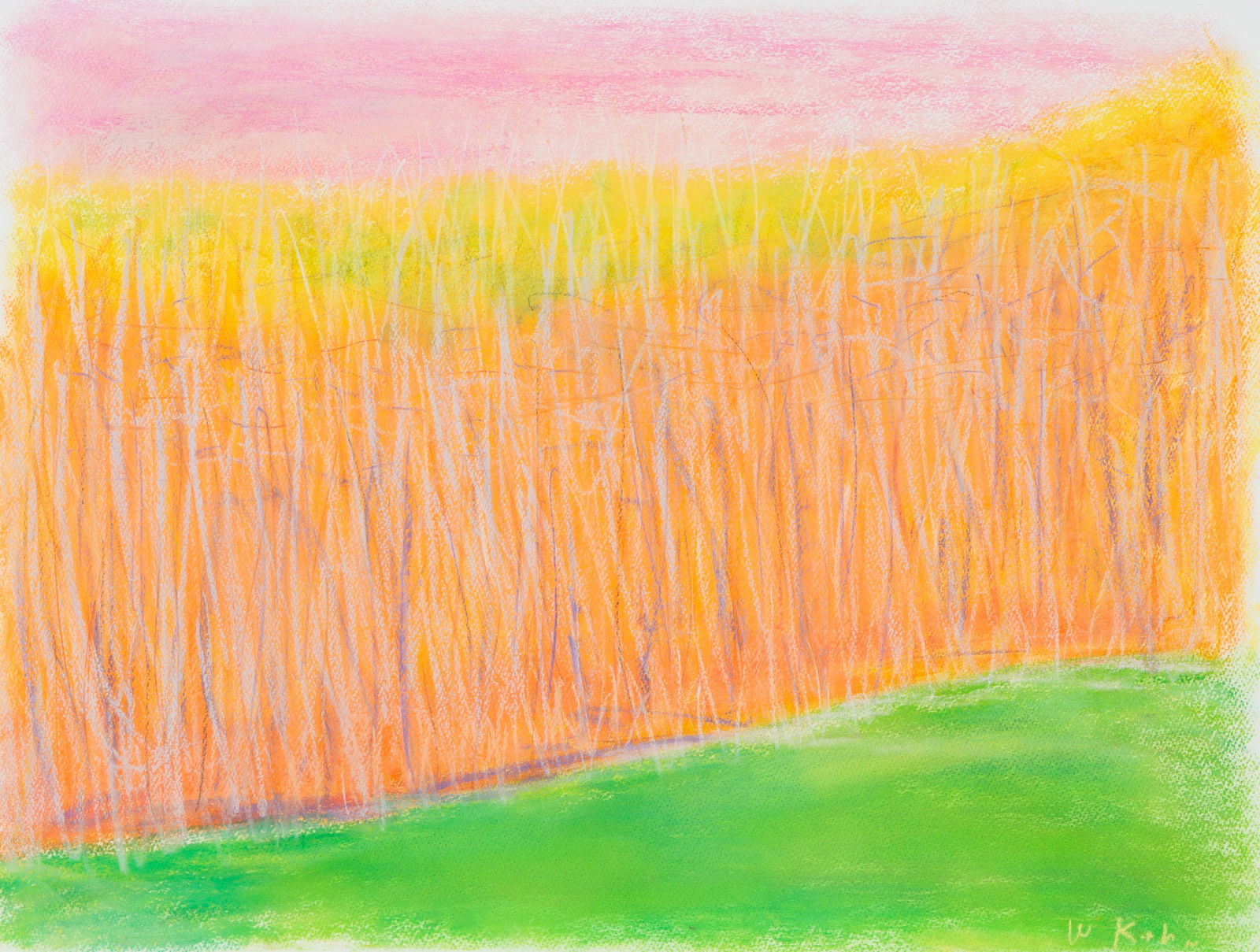 WOLF KAHN (GERMAN-AMERICAN 1927-2020): WOLF KAHN (GERMAN-AMERICAN 1927-2020) Untitled (Purple Trees over Red) pastel on paper 22 x 30 in. (55.9 x 76.2 cm) framed dimensions: 70.5 x 88.5 cm (27 3/4 x 34 7/8 in.) signed lower right CONDITION