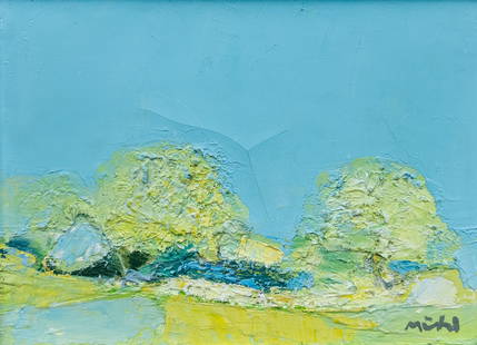 ROGER MUHL (FRENCH 1929-2008): ROGER MUHL (FRENCH 1929-2008) Arbres en Printemps oil on canvas 24.5 x 33 cm (9 5/8 x 13 in.) framed dimensions: 32.5 X 41 cm (12 3/4 x 16 1/8 in.) signed lower right, titled on verso CONDITION Observ