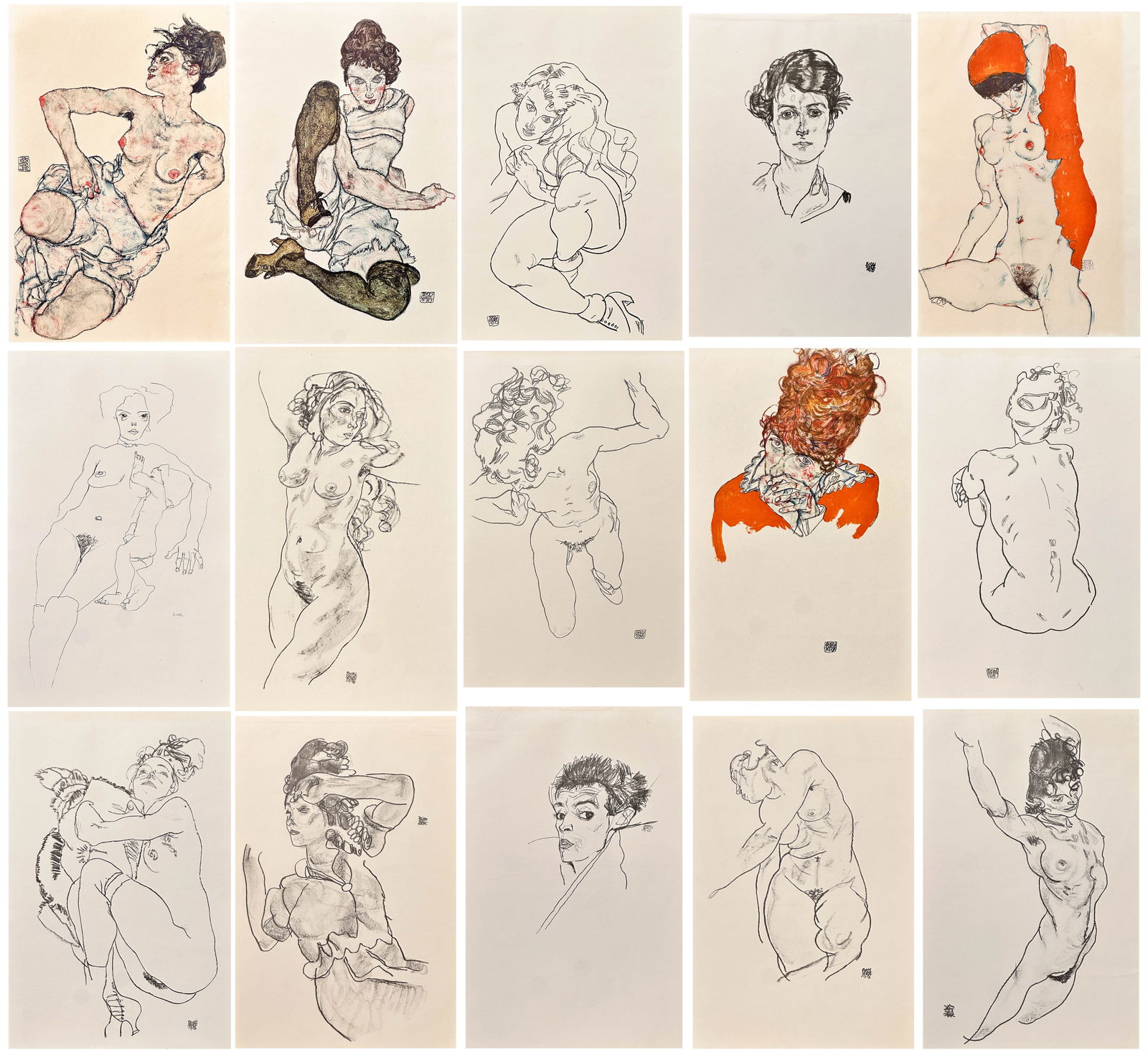 EGON SCHIELE (AUSTRIAN 1890-1918): HANDZEICHNUNGEN PORTFOLIO OF 15 PRINTS