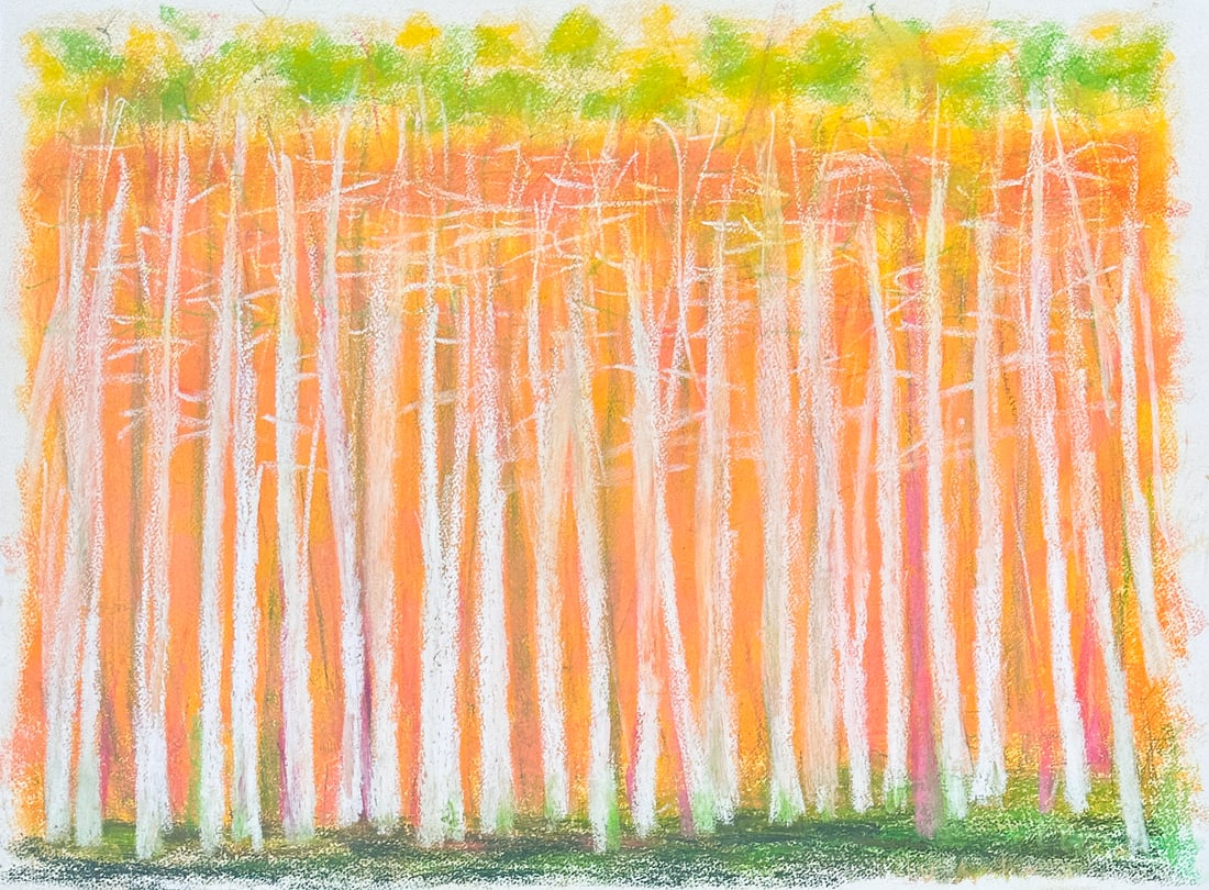 WOLF KAHN (GERMAN-AMERICAN 1927-2020): WOLF KAHN (GERMAN-AMERICAN 1927-2020) Untitled (Tall Birches) pastel on paper 55.9 x 76.2 cm (22 x 30 in.) framed dimensions: 71 x 89 cm (28 x 35 in.) signed lower right PROVENANCE Acquired directly f