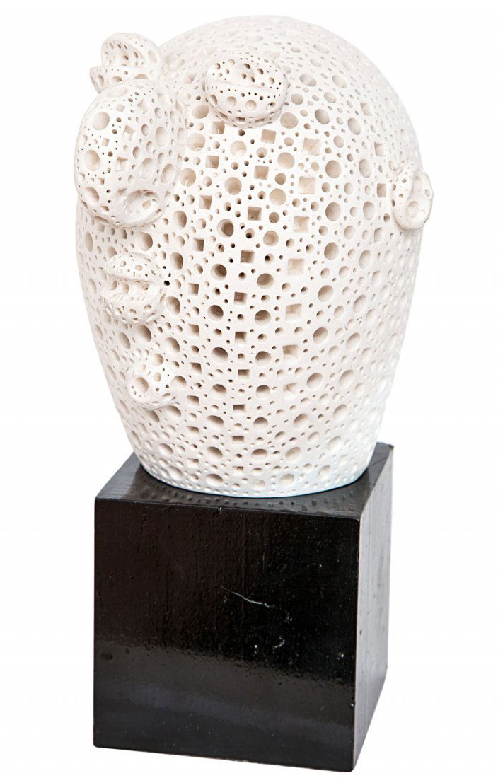 ALEXANDER NEY RUSSIAN SCULPTURE CHARACTER: ALEXANDER NEY (RUSSIAN B. 1939), 'Character' 1997, white terracotta , height without base: 16 cm. (6 1/4 in.), height with base: 25.5 cm. (10 in.) , signed and dated on the base