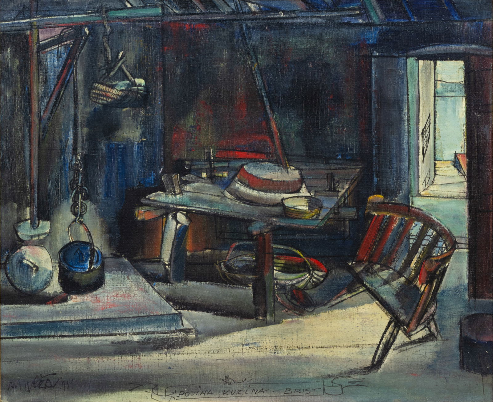 MLADEN VEZA (CROATIAN 1916-2010): MLADEN VEZA (CROATIAN 1916-2010) Pozina Kuzina - Brist, 1961 oil on canvas 60 x 72.5 cm (23 5/8 x 28 1/2 in.) framed dimensions: 81 x 94 cm (31 7/8 x 37 in.) signed and dated lower left, titled lower