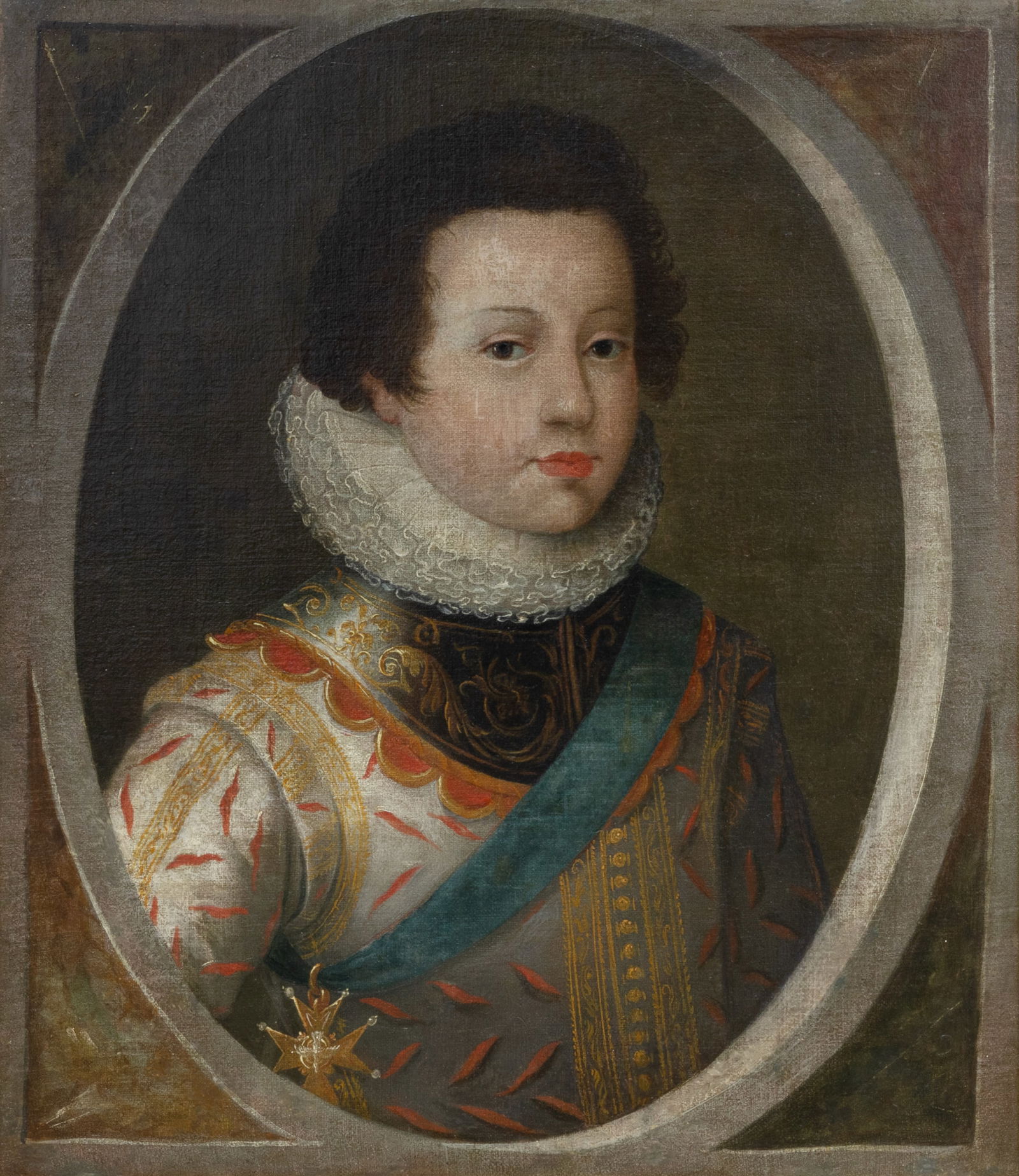 MANNER OF FRANCOIS CLOUET (c. 1510-1572): MANNER OF FRANCOIS CLOUET (c. 1510-1572) Prince Charles VII of France as a Boy, oil on canvas 55.8 x 48.2 cm (22 x 19 in) framed dimensions 71.1 x 62 cm (28 x 24 3/4 in) PROVENANCE Waddington's, Toron