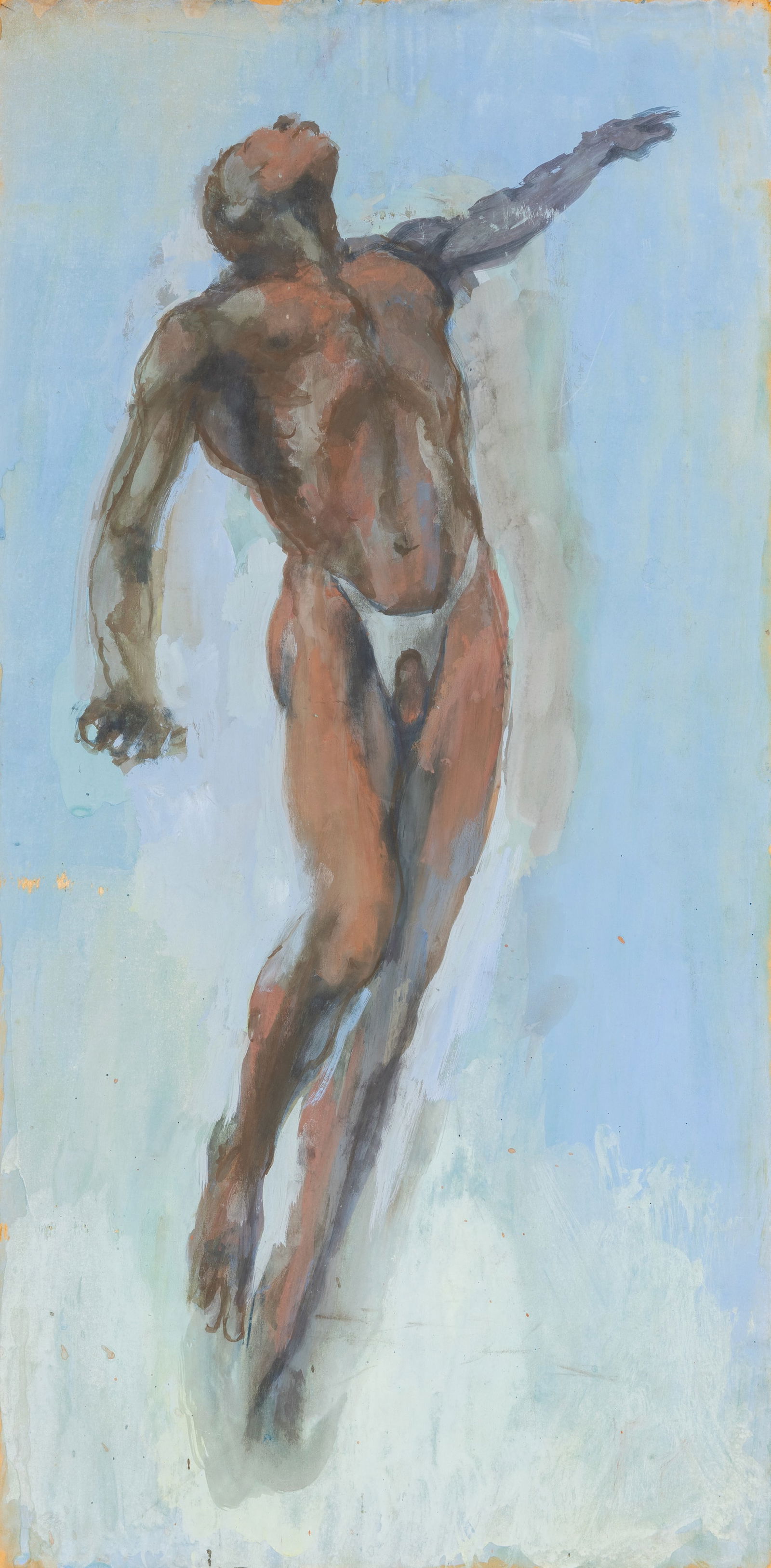 PAVEL TCHELITCHEW (RUSSIAN 1898-1957): PAVEL TCHELITCHEW (RUSSIAN 1898-1957) Untitled (Nude Study/Vertical), gouache on board 75 x 36 cm (29 1/2 x 14 1/8 in.) signed with Estate signature stamp on verso PROVENANCE Estate of Pavel Tchelitch