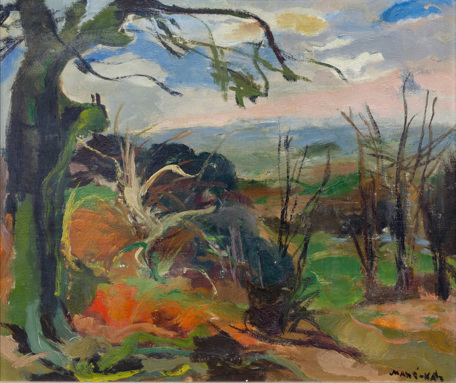 MANE-KATZ (FRENCH-UKRAINIAN 1894-1962): MANE-KATZ (FRENCH-UKRAINIAN 1894-1962) Hills of Israel , oil on canvas 63.5 x 75.5 cm (25 x 29 3/4 in.) framed dimensions: 70.5 x 83 cm (27 3/4 x 32 5/8 in.) signed lower right Keywords: School of Par