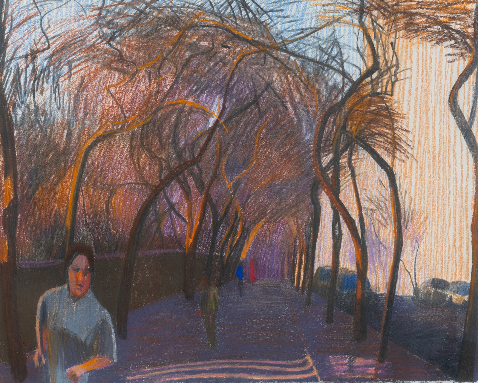 WILLIAM CLUTZ (AMERICAN 1933-2021): WILLIAM CLUTZ (AMERICAN 1933-2021) Fifth Avenue Sunset, 1983 pastel on paper 55.9 x 76.2 cm (22 x 30 in.) framed dimensions: 75 x 95 cm (29 1/2 x 37 3/4 in.) signed lower right PROVENANCE Tatistcheff