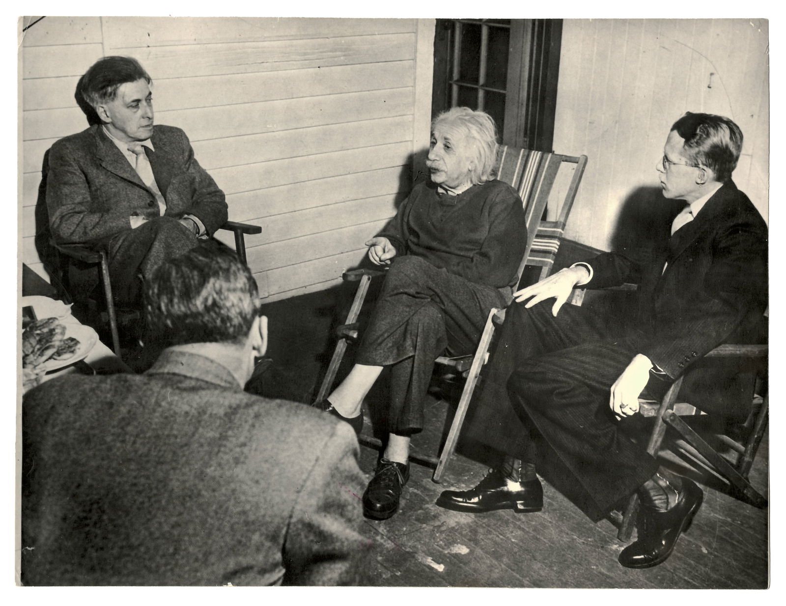 [ALBERT EINSTEIN], THREE PHOTOGRAPHS OF ILYA EHRENBURG WITH EINSTEIN: [ALBERT EINSTEIN], THREE PHOTOGRAPHS OF ILYA EHRENBURG WITH EINSTEIN EHRENBURG, Ilya (1891-1967). A collection of three glossy, black-and-white vintage photographs (approx. 217 x 167 mm) capturing the