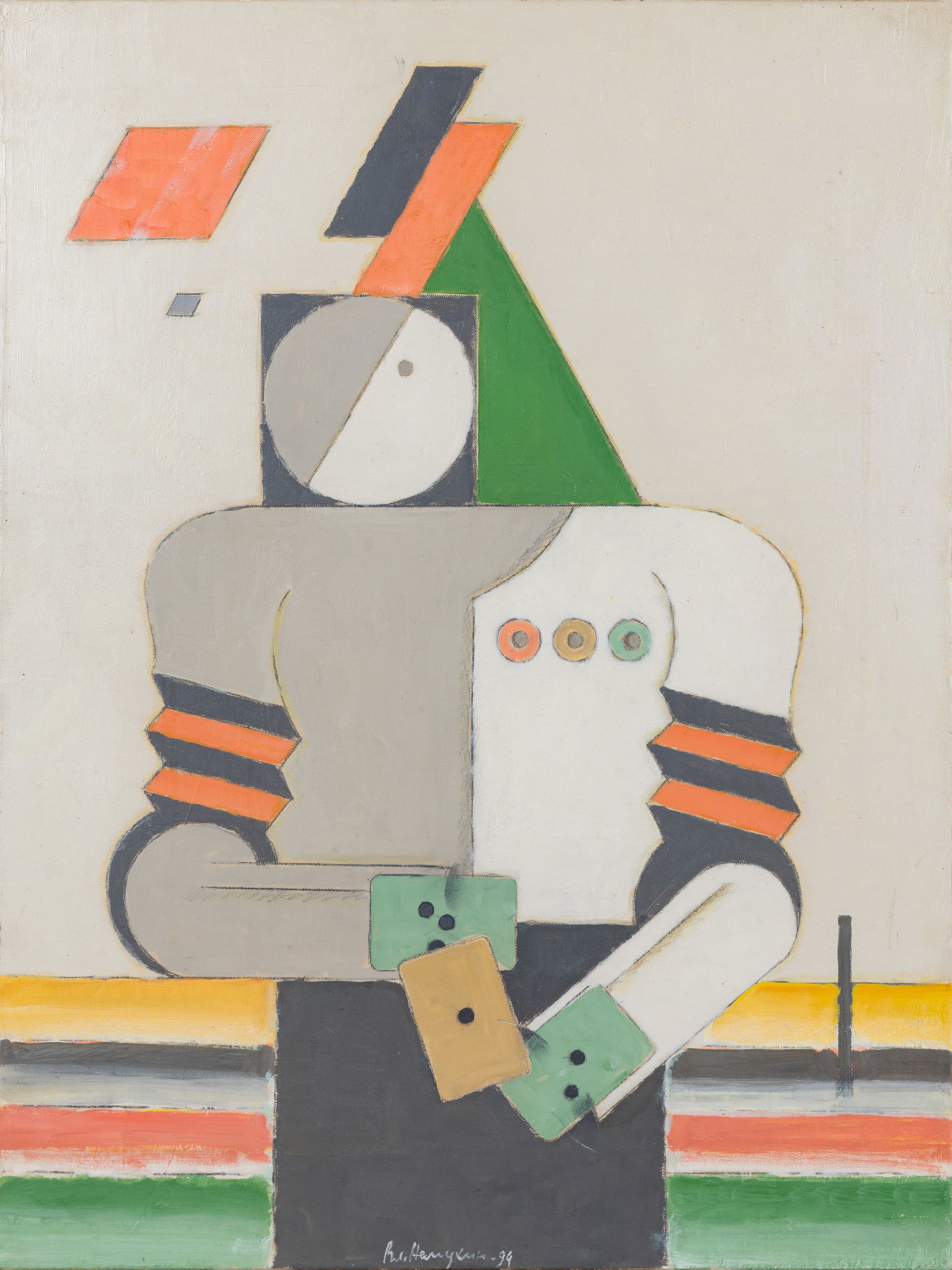 VLADIMIR NEMUKHIN (RUSSIAN 1925-2016): VLADIMIR NEMUKHIN (RUSSIAN 1925-2016) Jack is a target (Dedicated to Malevich), 1994 oil on canvas 80.5 x 60.5 cm (31 5/8 x 23 3/4 in.) framed dimensions: 81 x 61.5 cm (31 7/8 x 24 1/4 in.) signed and