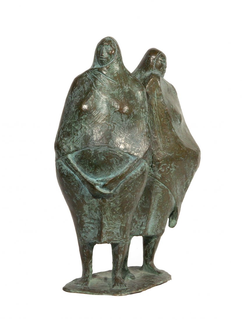 FRANCISCO ZÚÑIGA (MEXICO 1912-1998), 'Dos Mujeres de: FRANCISCO ZÚÑIGA (MEXICO 1912-1998), 'Dos Mujeres de Pie' 1959, bronze with green patina, height: 29.5 cm (11 5/8 in.), signed and dated on base 'Zuñiga 59' We are grateful to Ariel Zúñiga of the