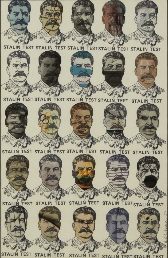 VAGRICH BAKHCHANYAN (ARMENIAN 1938-2009), 'Stalin Test': VAGRICH BAKHCHANYAN (ARMENIAN 1938-2009), 'Stalin Test' 1984, one of kind print and collage on paper, 43.5 x 28 cm (17 x 11 in.), signed and dated lower right, PROVENANCE: acquired directly from the a