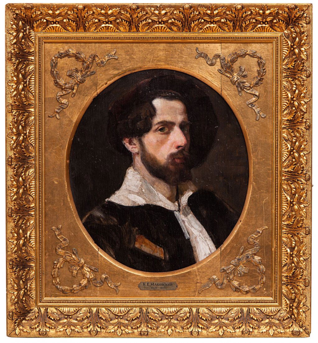 KONSTANTIN EGOROVICH MAKOVSKY (RUSSIAN 1839-1915) Man: KONSTANTIN EGOROVICH MAKOVSKY (RUSSIAN 1839-1915) Man in a Beret, oil on canvas 46.5 x 39 cm. (18 1/4 x 15 3/8 in.) EXPERTISE A letter of expertise from V. A. Petrov, State Tretyakov Gallery, Moscow,