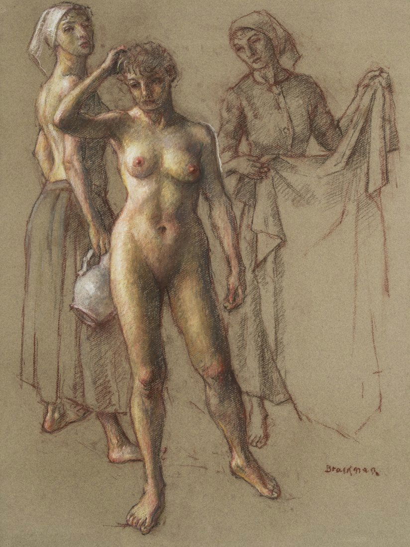 ROBERT BRACKMAN (RUSSIAN-AMERICAN 1898-1980) The: ROBERT BRACKMAN (RUSSIAN-AMERICAN 1898-1980) The Bathers, pastel on paper 63.5 x 47 cm (25 x 18 1/2 in.) [sight] signed lower right
