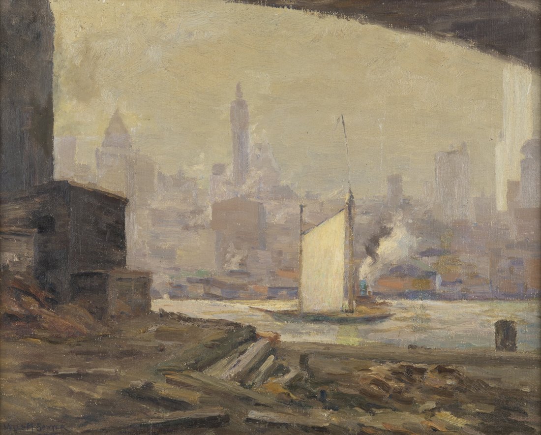 WELLS MOSES SAWYER (AMERICAN 1863-1961) Under the: WELLS MOSES SAWYER (AMERICAN 1863-1961) Under the Bridge, oil on canvas 50.8 x 33 cm (16 x 20 in.) signed lower left