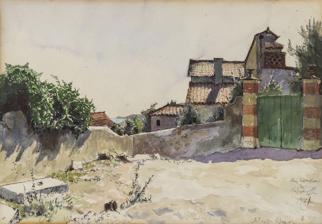 ALEXANDRE BENOIS (RUSSIAN 1870-1960) The Gates of: ALEXANDRE BENOIS (RUSSIAN 1870-1960) The Gates of Stepanoff, circa 1931 watercolor and ink on paper 25 x 35.9 cm (9 7/8 x 14 1/8 in.) [sight] signed, dated and titled lower right