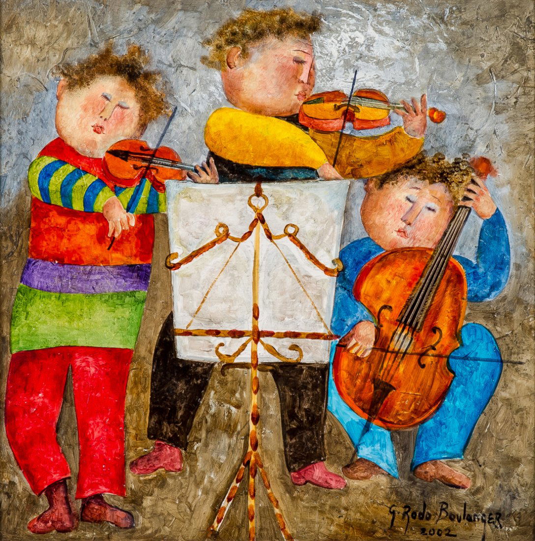 GRACIELA RODO BOULANGER (BOLIVIAN B. 1935): GRACIELA RODO BOULANGER (BOLIVIAN B. 1935) New Trio, 2002 oil on canvas 40 x 40 cm (15 3/4 x 15 3/4 in.) signed and dated lower right and on verso PROVENANCE Multiple Impressions Art Gallery, New York