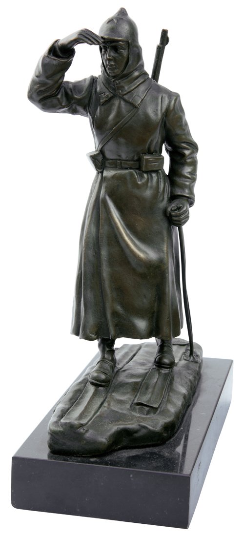 A SOVIET BRONZE OF A FRONTIER GUARD ON SKIS, (1 of 1)