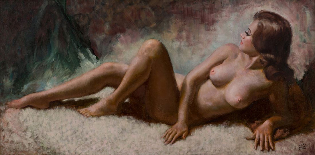 EARL MORAN (AMERICAN 1893-1984): EARL MORAN (AMERICAN 1893-1984) Reclining Nude, oil on canvas 61 x 122 cm (24 x 48 in.) signed lower right EXHIBITED The 5th Anniversary Celebration Selection, Gallery Z, Providence, RI, 2006