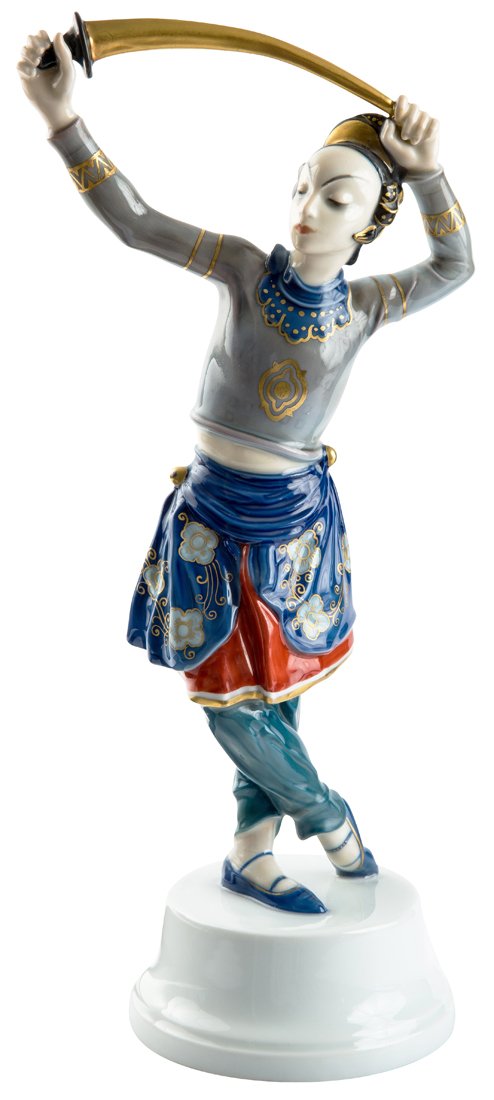 A PORCELAIN FIGURE OF A CHINESE DANCER (TSCHAOKIUN (1 of 2)