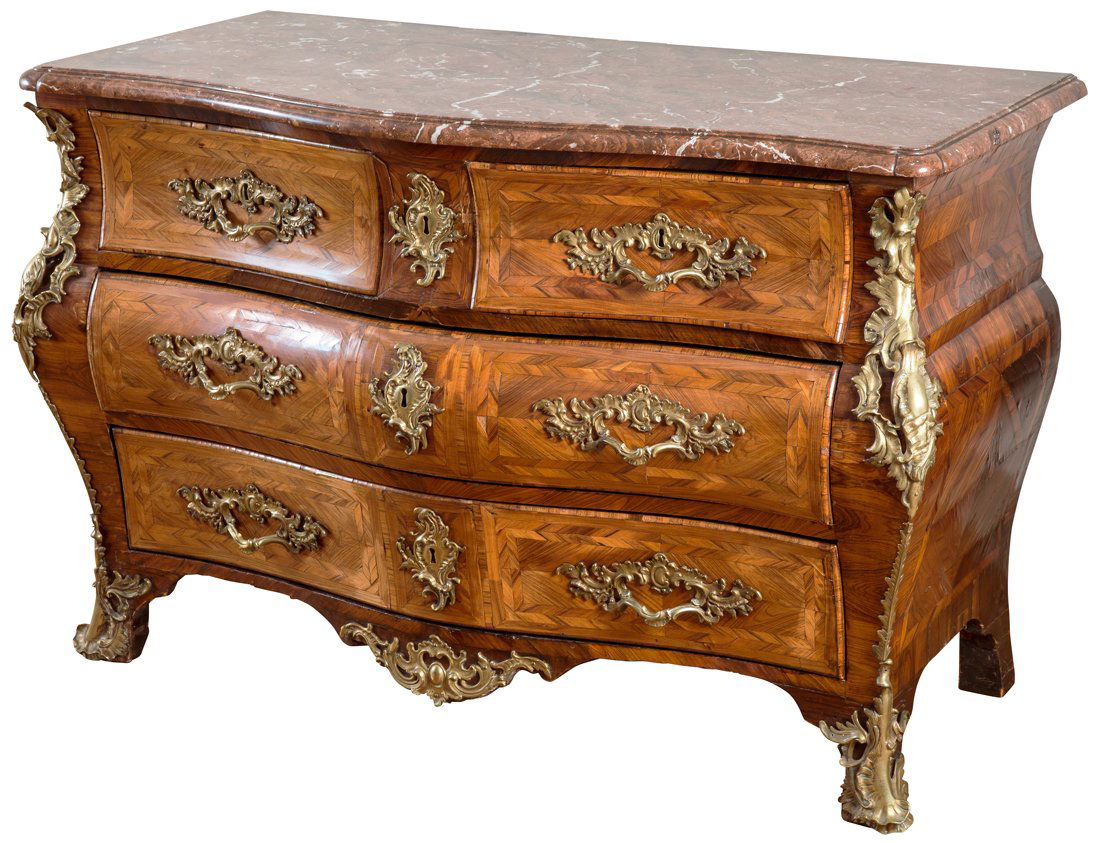 A GILT BRONZE MOUNTED COMMODE-TOMBEAU WITH RED MARBLE (1 of 1)