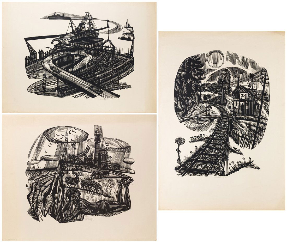 A GROUP OF THREE WOODCUT PRINTS BY JAROSLAV LUKAVSKY (1 of 7)