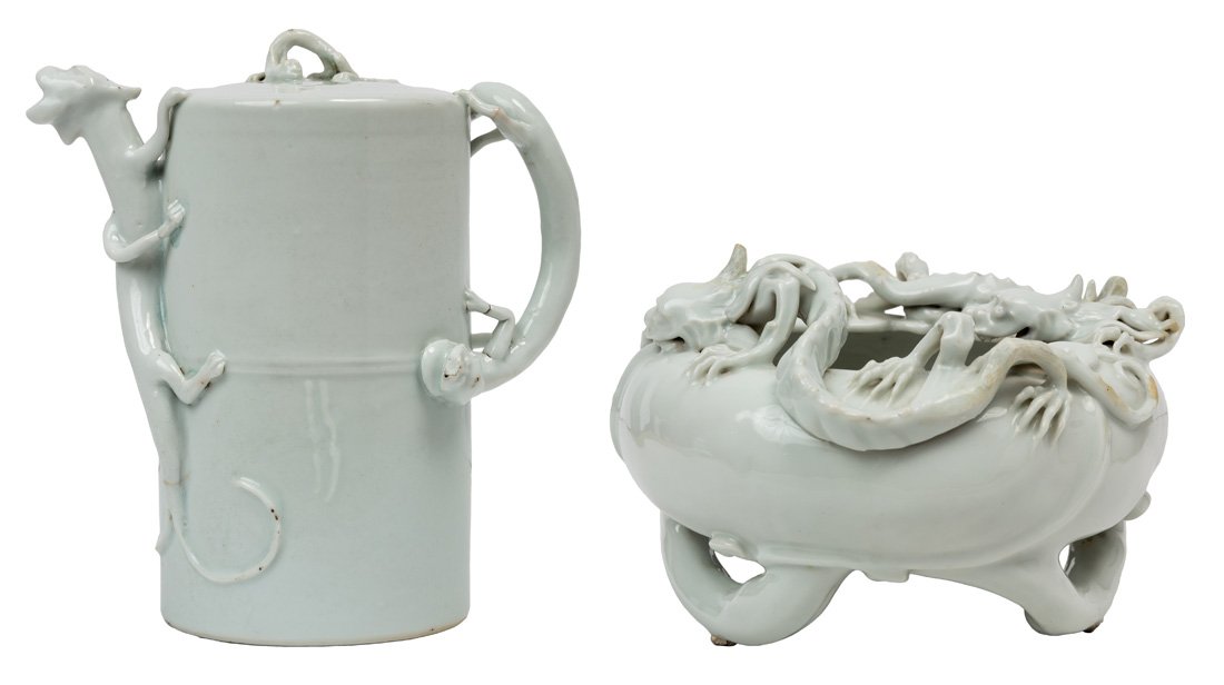 A PAIR OF DEHUA CHILONG VESSELS, DRAGON BOWL AND (1 of 8)