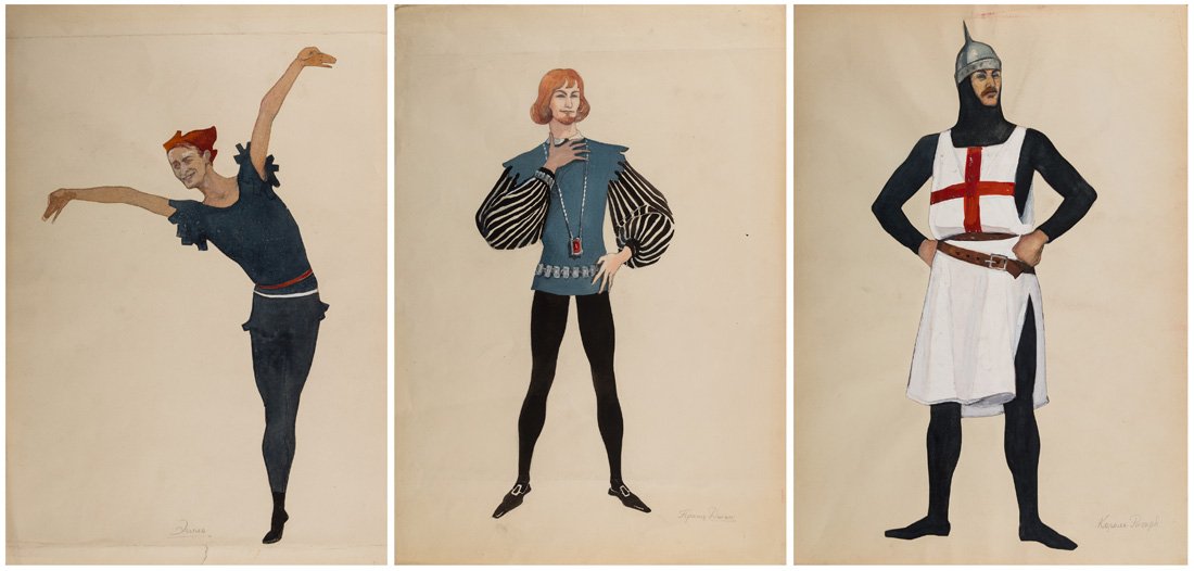 A GROUP OF THREE COSTUME DESIGNS FOR ROBIN HOOD BY (1 of 4)