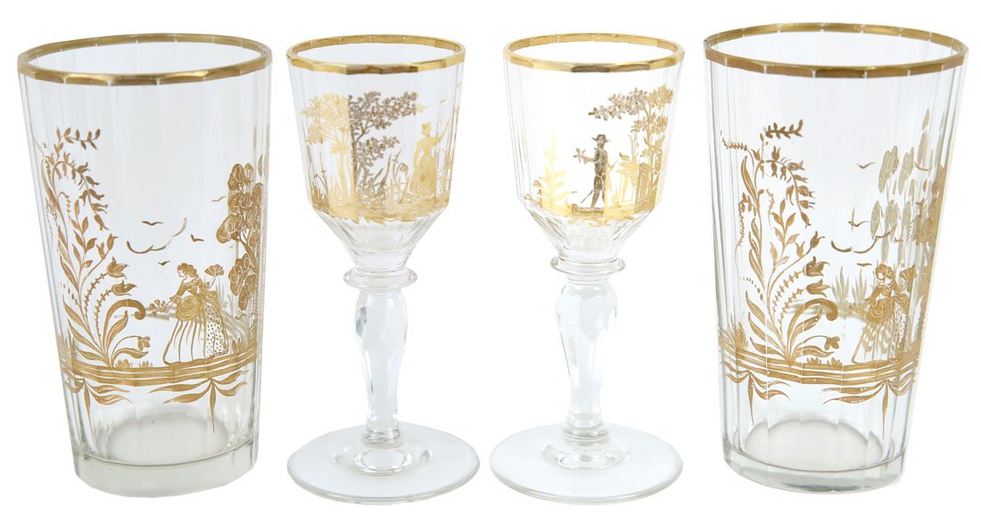 A GROUP OF 4 RUSSIAN IMPERIAL CUT-GLASS BEAKERS AND (1 of 1)