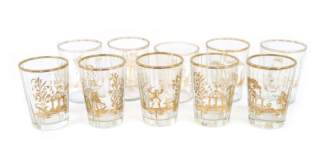 A GROUP OF TEN RUSSIAN IMPERIAL GLASS TUMBLERS, (1 of 1)