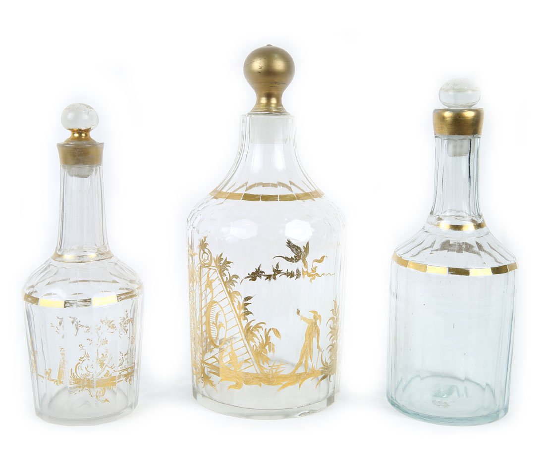A GROUP OF THREE RUSSIAN IMPERIAL GLASS DECANTERS, (1 of 1)
