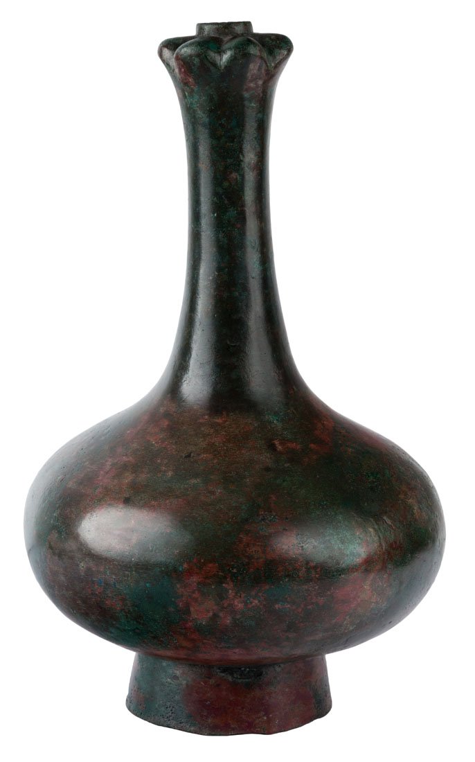 A CHINESE GARLIC-MOUTHED BRONZE VASE, YUAN OR MING (1 of 3)