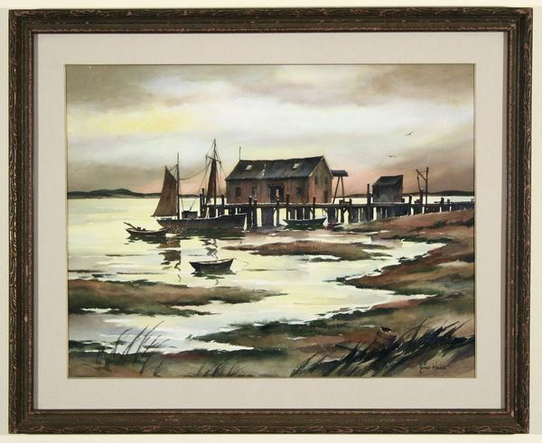 JOHN HARE B1908 Provincetown Mass WC Painting: JOHN CUTHBERT HARE (AMERICAN 1908-1978), Lowtide Provincetown, signed lower right, titled verso, watercolor, 13 x 17 in. (33 x 43.2 cm). ---------- Please note, ebay allows you to bid live in real tim