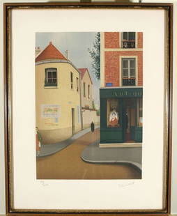 RENE RIMBERT B1896 French Lithograph Lim.Ed.: RENE RIMBERT (FRENCH 1896-1991), French Street Scene, signed lower right, #89 of edition of 200, lithograph, 18 1/2 x 13 1/2 in. (47 x 34.3 cm). ---------- Please note, ebay allows you to bid live in