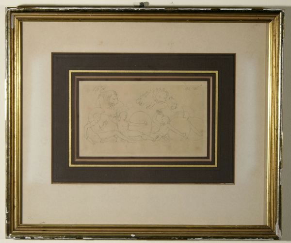 JOHN FLAXMAN B1755 British Antique Drawing: JOHN FLAXMAN (BRITISH 1755-1826), Design for the Shield of Achilles, titled verso, #153.W, ink drawing, 4 1/4 x 7 in. (10.8 x 17.8 cm). ---------- Please note, ebay allows you to bid live in real time