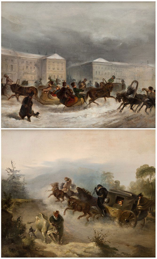 A PAIR OF RUSSIAN 19TH CENTURY PAINTINGS (1 of 7)