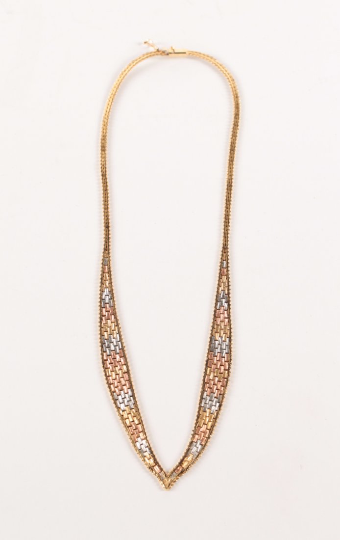 Antique Yellow Rose Gold Neckless ITALY: ITALY Antique Yellow Rose Gold Neckless, tree colors gold, 14K, weight 18 gram, long 38 cm