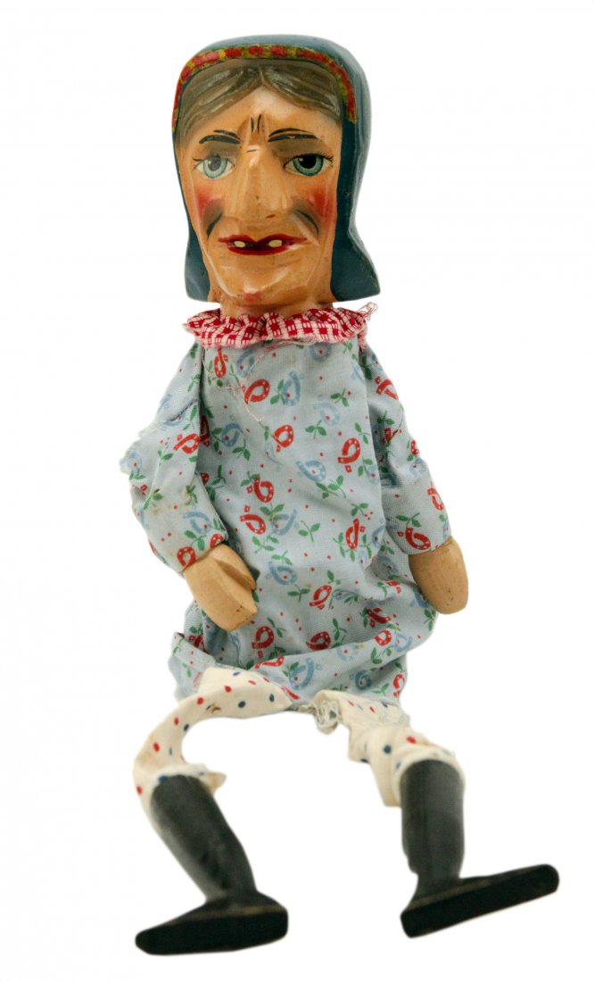 Victorian Punch and Judy Vintage Toy Puppet: Antique Victorian Punch and Judy Vintage Toy Puppet Theater Doll Wooden Folk Art