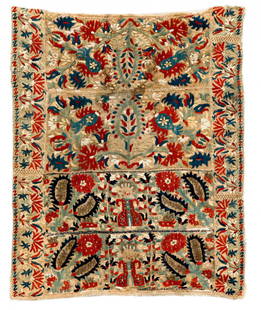 Ottoman Greek Island Embroidery with Metallic Trade: Ottoman Greek Island Embroidery with Metallic Trade - Size 23" x 19"