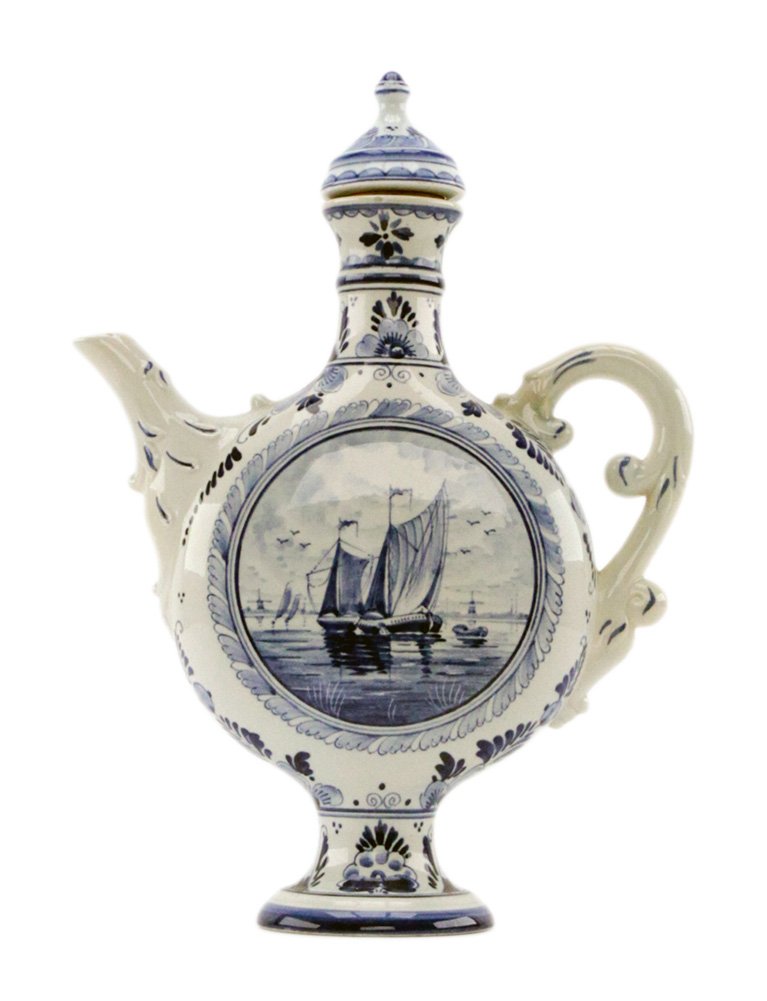 Vintage Blue and White Herman Hansen Decanter: Vintage Blue and White Herman Hansen Decanter / Size: 11.5" x 8"