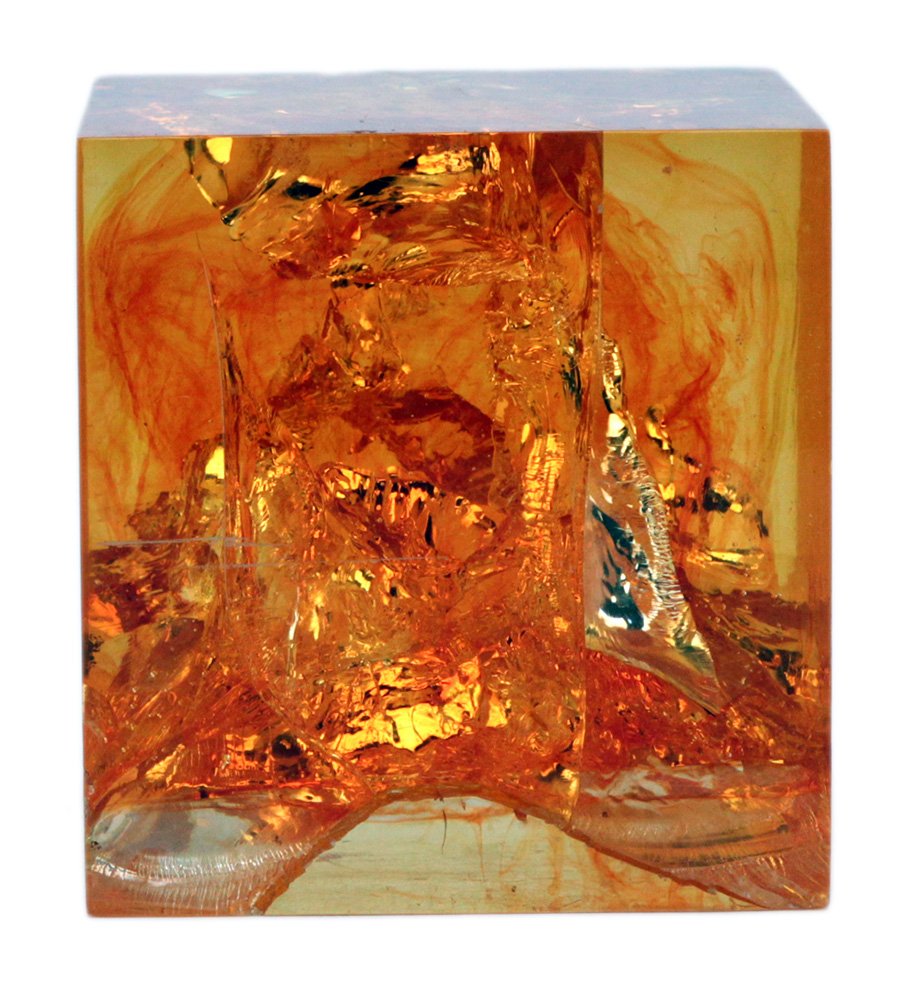 Lucite Cube Sculpture by French Artist Pierre Giraudon