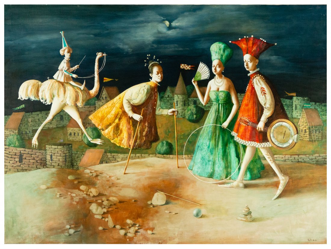 Vahram Davtian: Title: Seven Stone Year: 2010 Medium: oil on canvas Size: 195cm x 160cm / 57in x 77in Vahram Davtian (Armenian painter (b. 1961) No Buyer's Premium