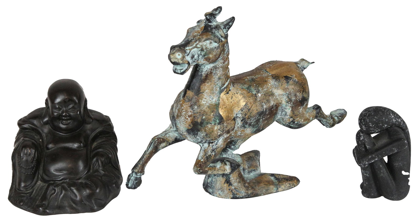 Lot of 3 Sculptures: Lot of 3 Sculptures ( horse tail broken) 10 x 12 x 4 in Our auction will feature a dedicated chat room, accessible independently of our main site, designed to assist you with any inquiries you may hav