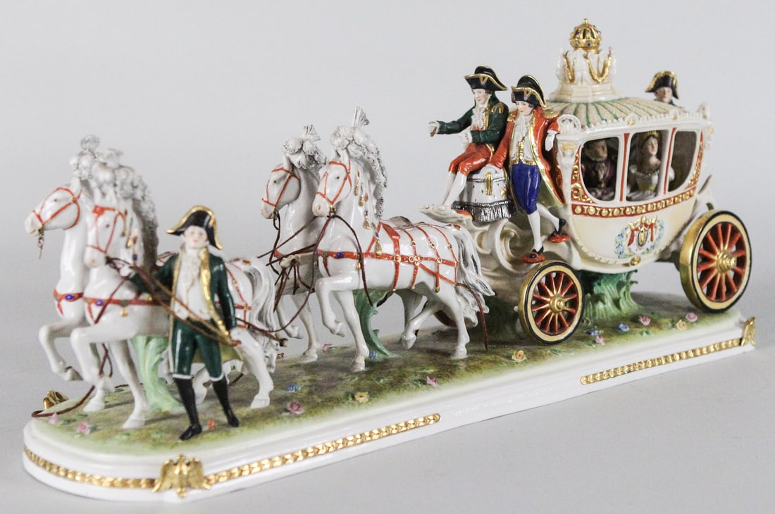 German Roccoco Volkstedt Porcelain Carriage Ride (1 of 13)