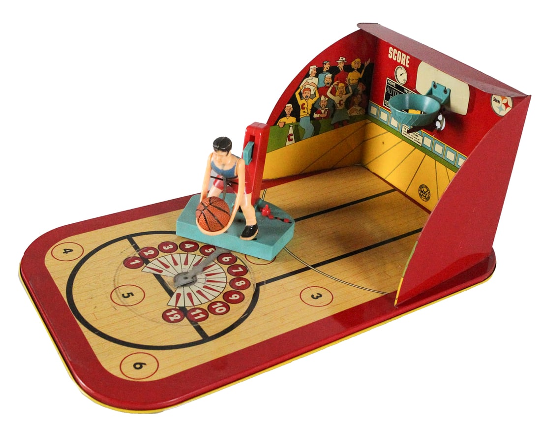 1950s Marx O Matic All Star Basketball Tin Game Toy (1 of 8)