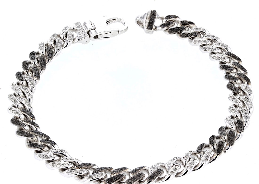 14Kt Link Black & White Mens White Gold bracelet (1 of 4)