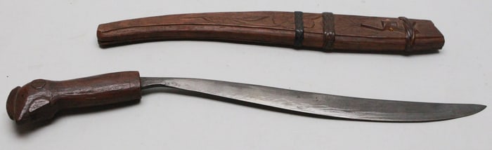 Philippine Moro Knife w/ Wooden Scabbard