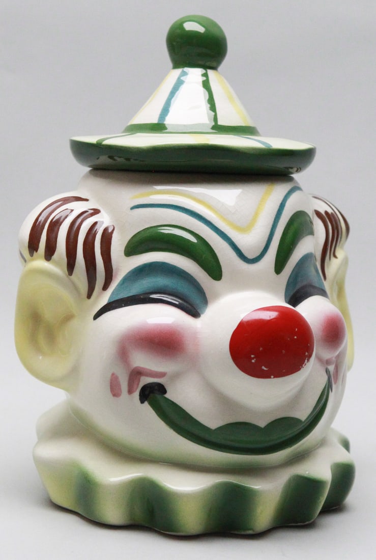 Sierra Vista California Ceramic Clown Cookie Jar, 1940's (1 of 6)