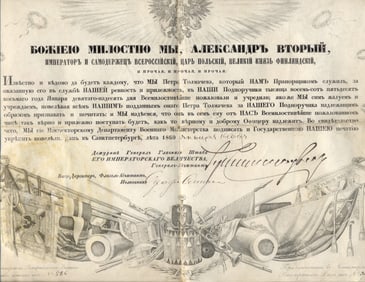 Antique Imperial Russian Document
